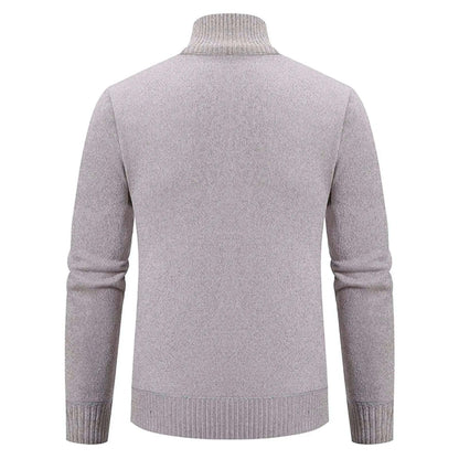 Men’s Knitted Cardigan - Wool Blend - Zip-Up High Neck - Tailored Fit - Ribbed Cuffs 5