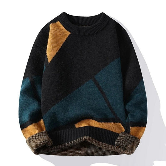 Men’s Knitted Sweater - Thick Warm Fabric - Long Sleeve - Round Neck - Stylish Casual Wear 0