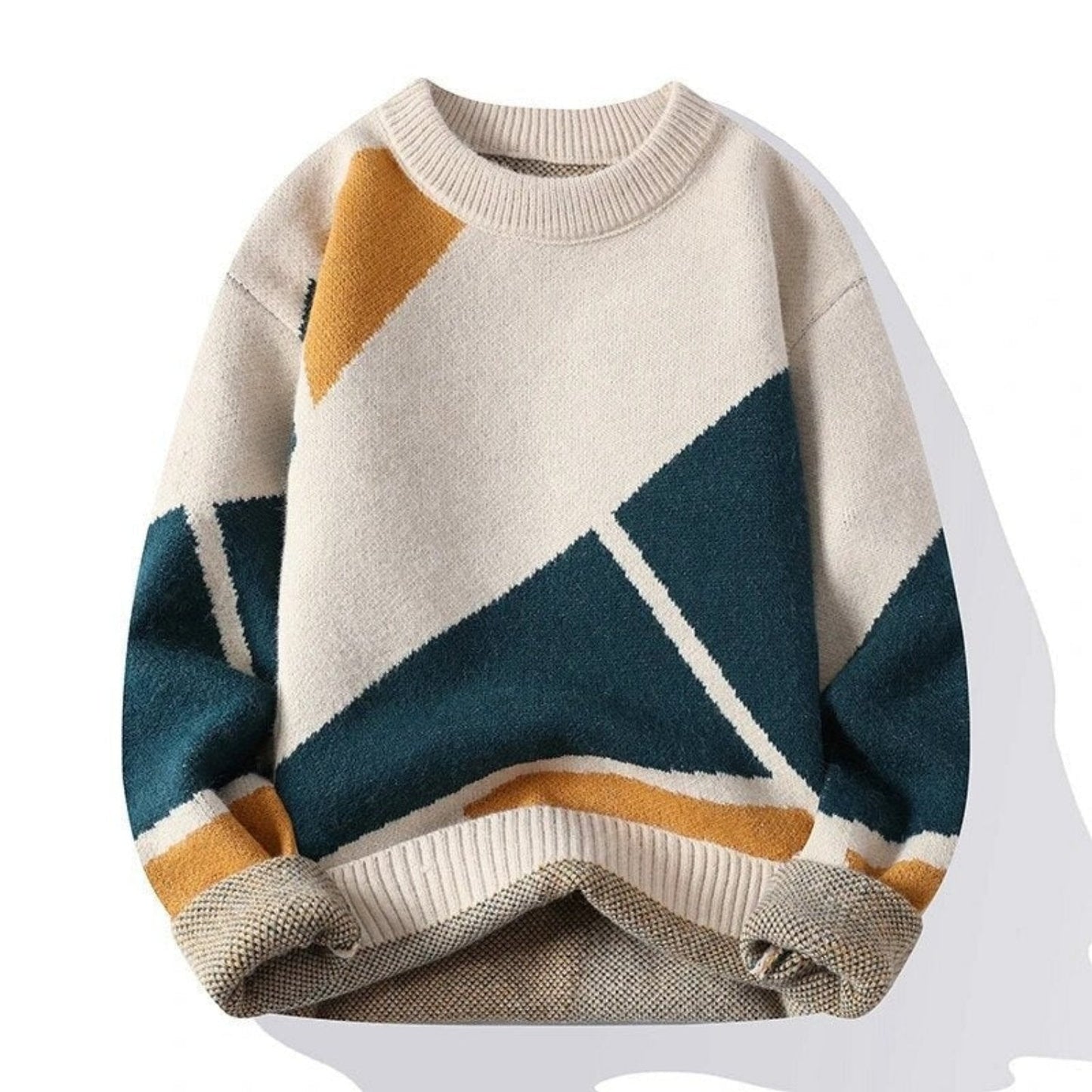 Men’s Knitted Sweater - Thick Warm Fabric - Long Sleeve - Round Neck - Stylish Casual Wear 1