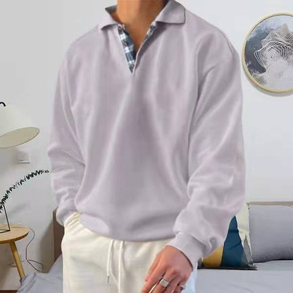 Men's Long-Sleeve Polo Shirt - Classic Collar - Button Placket - Relaxed Fit Casual Wear 5