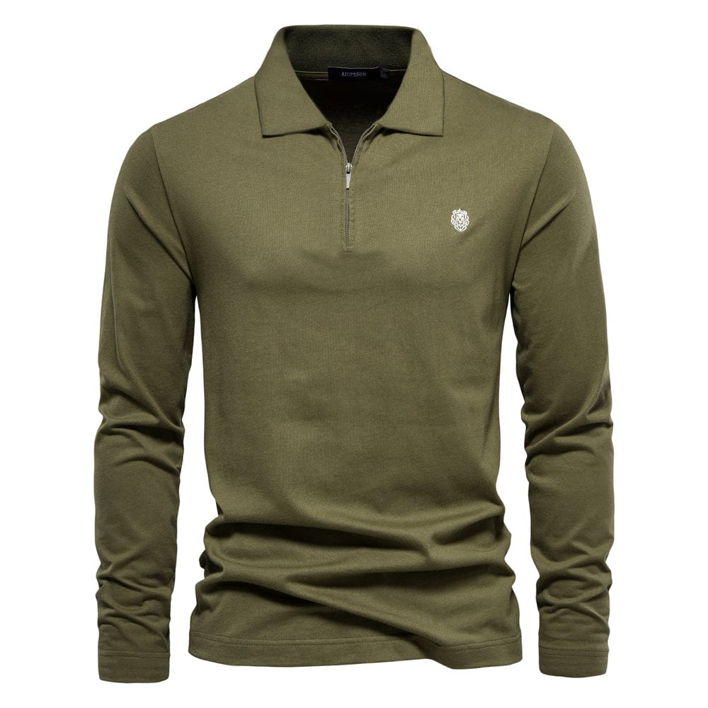 Men’s Long Sleeve Polo Shirt - Half Zip - Smart Casual - Structured Collar 0