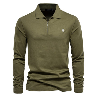 Men’s Long Sleeve Polo Shirt - Half Zip - Smart Casual - Structured Collar 0