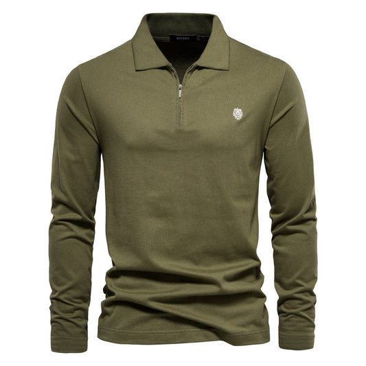 Men’s Long Sleeve Polo Shirt - Half Zip - Smart Casual - Structured Collar 0