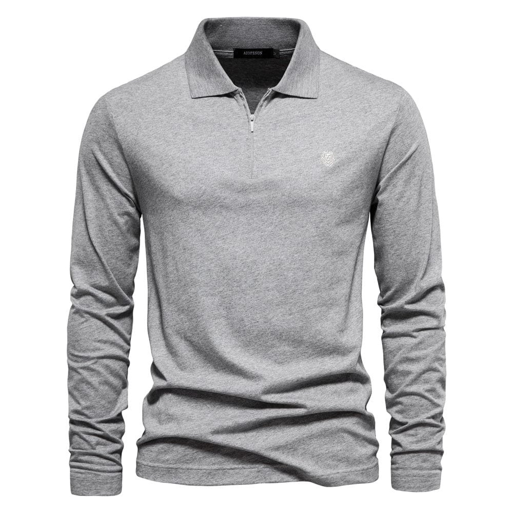 Men’s Long Sleeve Polo Shirt - Half Zip - Smart Casual - Structured Collar 1