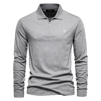 Men’s Long Sleeve Polo Shirt - Half Zip - Smart Casual - Structured Collar 1