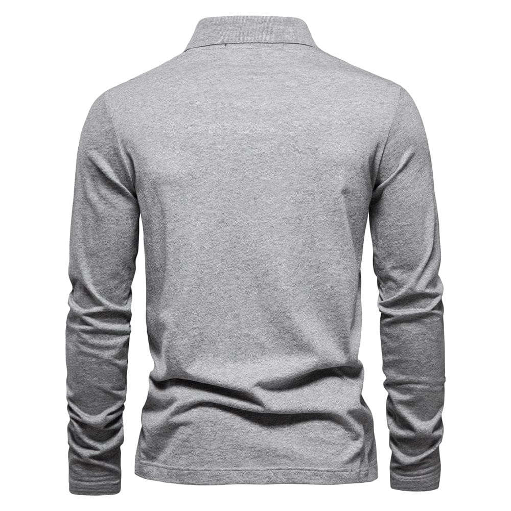 Men’s Long Sleeve Polo Shirt - Half Zip - Smart Casual - Structured Collar 2