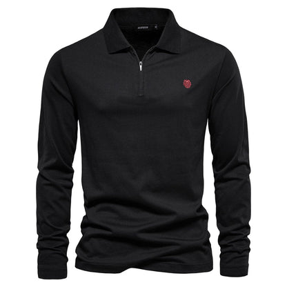 Men’s Long Sleeve Polo Shirt - Half Zip - Smart Casual - Structured Collar 3