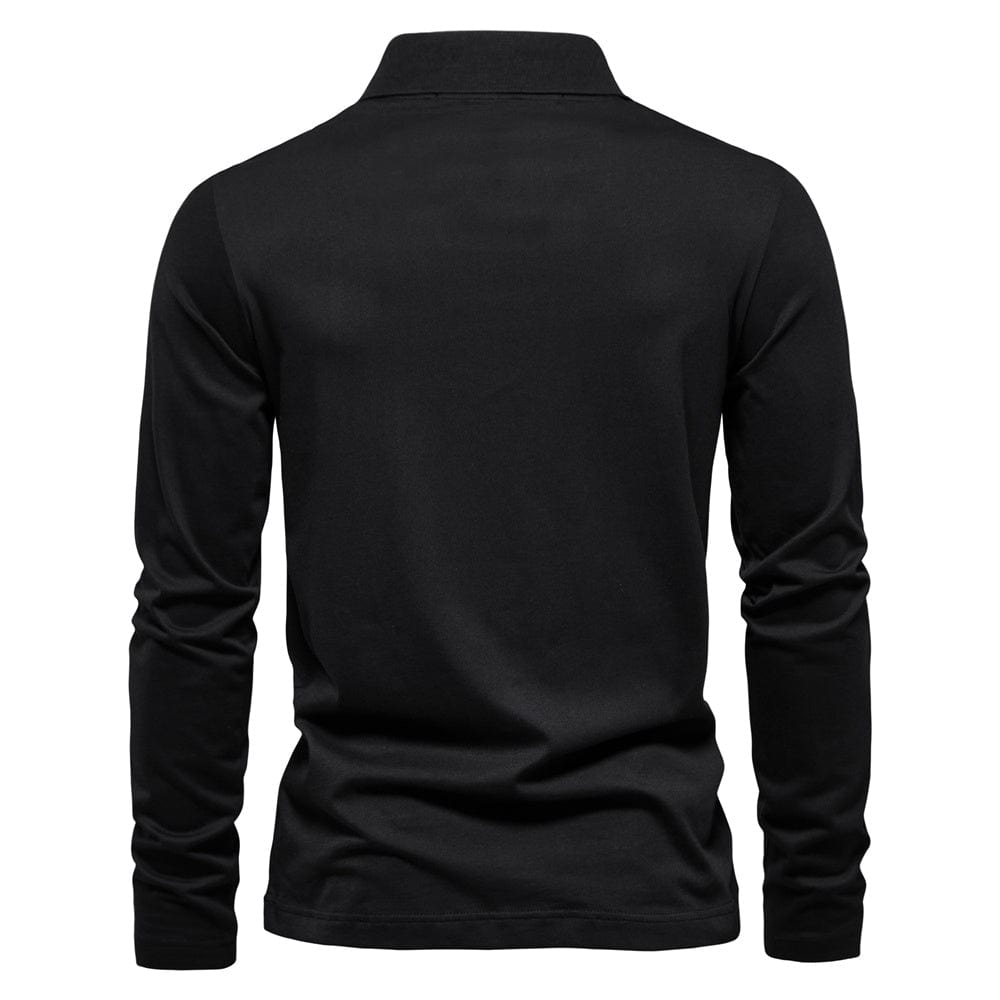 Men’s Long Sleeve Polo Shirt - Half Zip - Smart Casual - Structured Collar 4