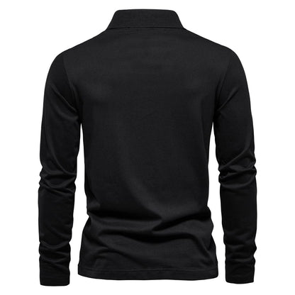 Men’s Long Sleeve Polo Shirt - Half Zip - Smart Casual - Structured Collar 4