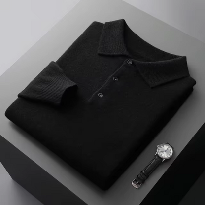 Men’s Polo Sweater – Merino Wool – Standard Fit – Button Placket – Ribbed Trim 6