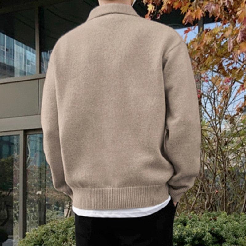 Men’s Polo Sweater – Wool – Relaxed Fit – Buttoned Collar – Ribbed Hem and Cuffs 3