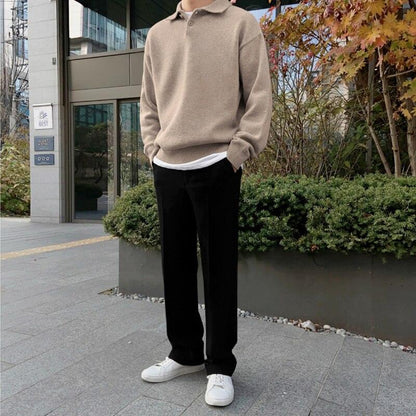 Men’s Polo Sweater – Wool – Relaxed Fit – Buttoned Collar – Ribbed Hem and Cuffs 5