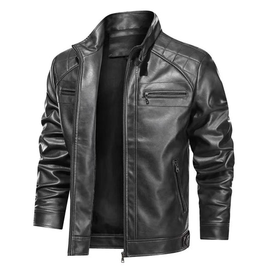 Men's Premium Biker Jacket | Black and Brown 0
