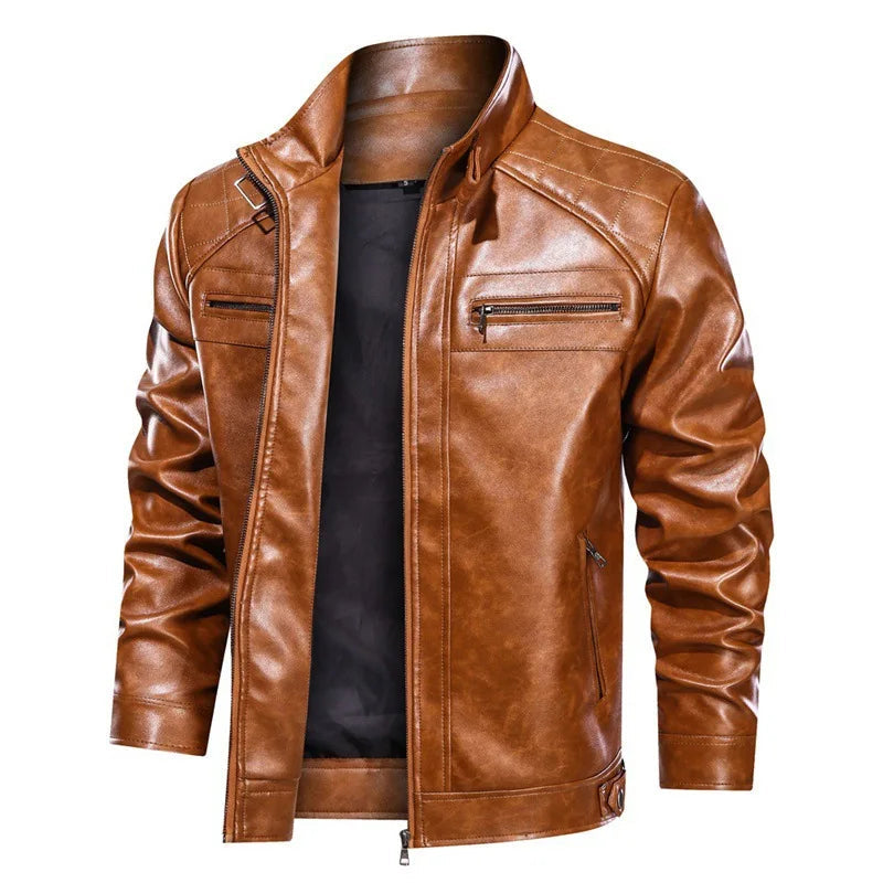 Men's Premium Biker Jacket | Black and Brown 1