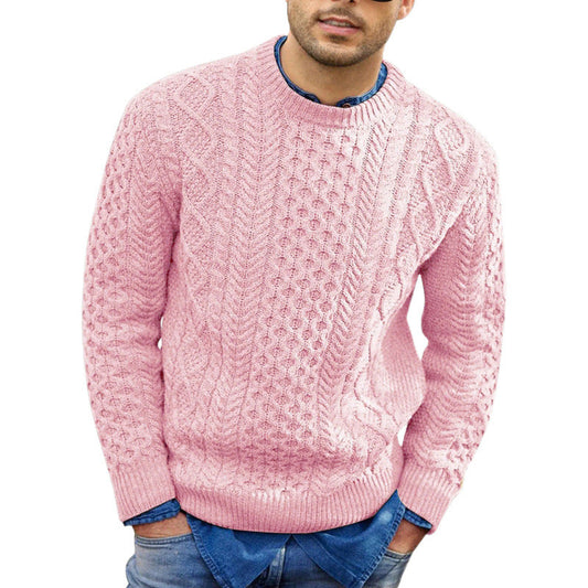 Men’s Pullover Sweater – Slim Fit – Cable Knit Wool Blend – Ribbed Trim Casual Wear 0
