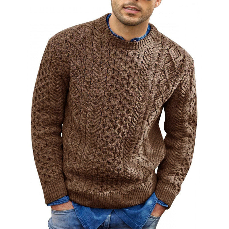 Men’s Pullover Sweater – Slim Fit – Cable Knit Wool Blend – Ribbed Trim Casual Wear 2