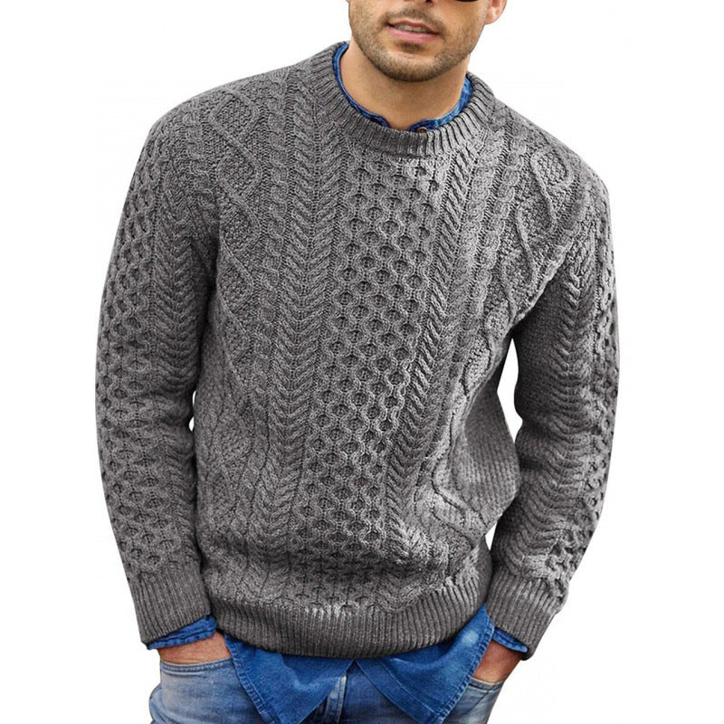 Men’s Pullover Sweater – Slim Fit – Cable Knit Wool Blend – Ribbed Trim Casual Wear 3