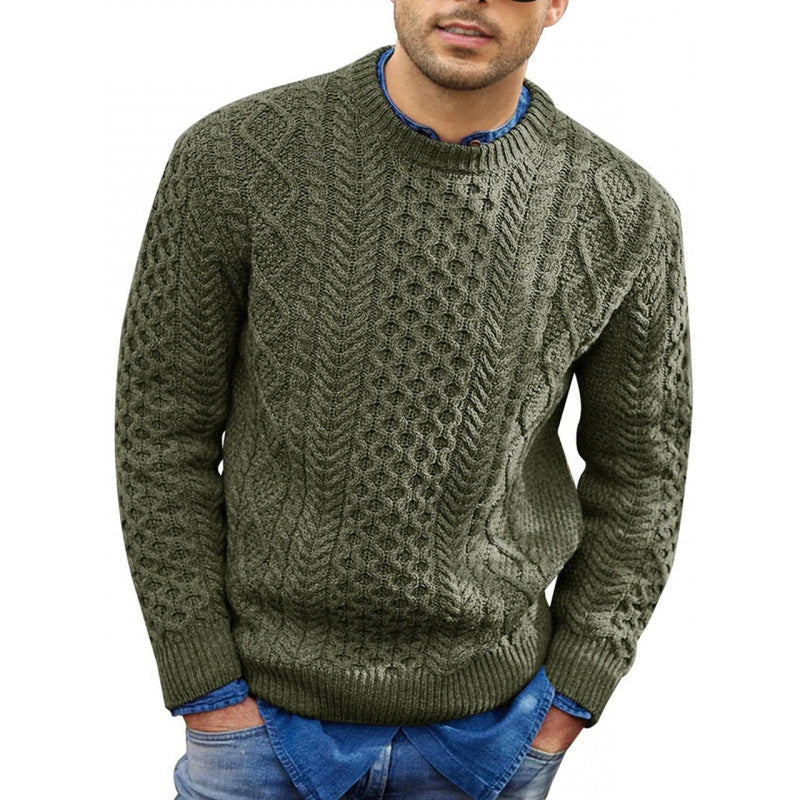 Men’s Pullover Sweater – Slim Fit – Cable Knit Wool Blend – Ribbed Trim Casual Wear 4