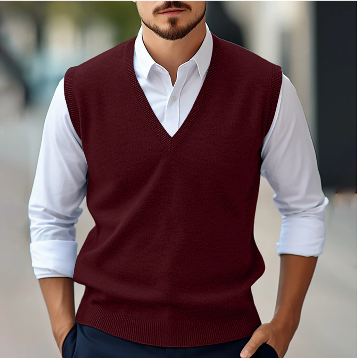 Men’s Sleeveless V-Neck Sweater – Fine Knit – Classic Fit – Ribbed Trim – Smart Layering 2