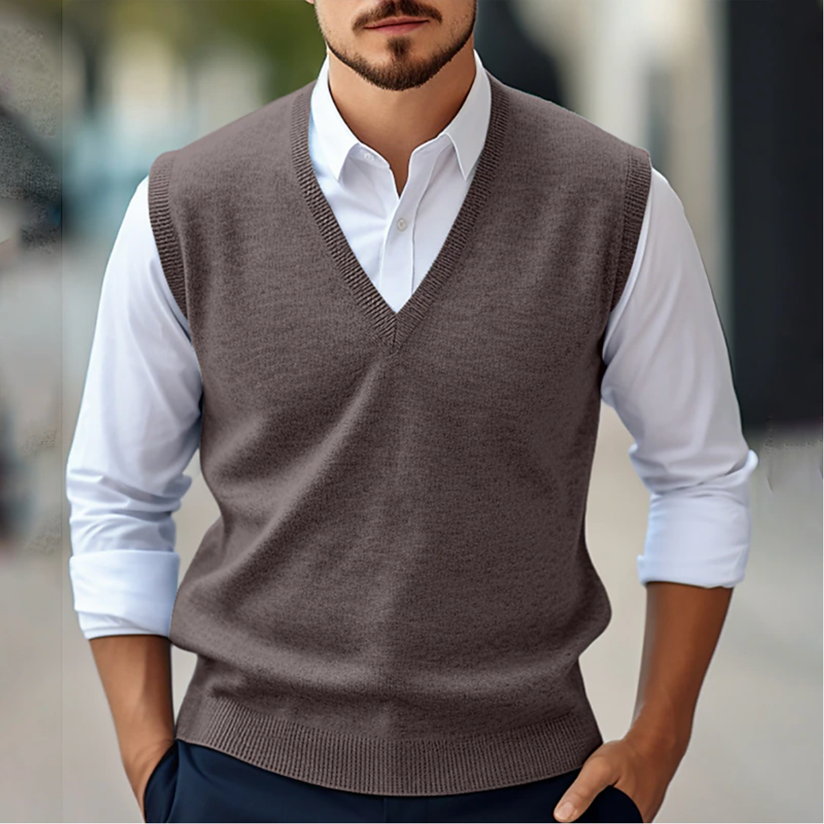Men’s Sleeveless V-Neck Sweater – Fine Knit – Classic Fit – Ribbed Trim – Smart Layering 3
