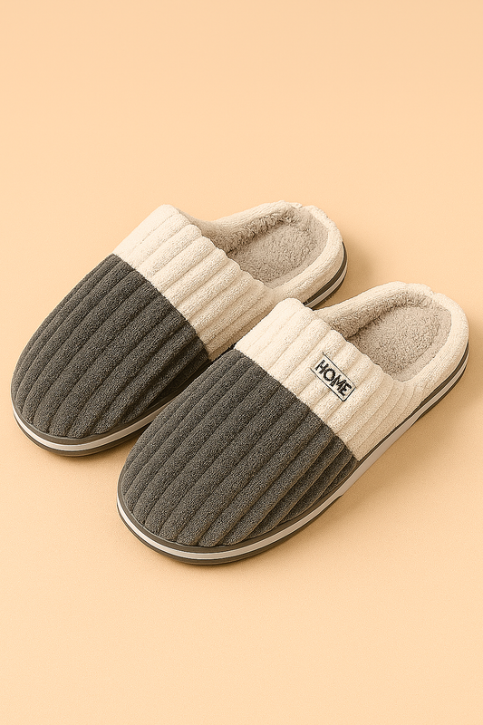 Men's Striped Winter Slippers | Warm Slip-On Home Slippers 0