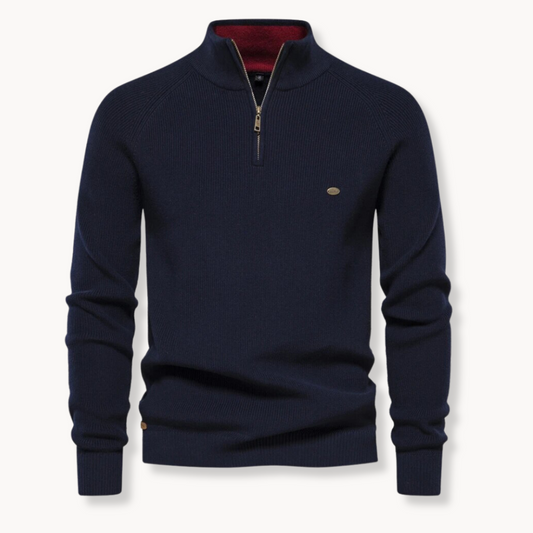 Men’s Sweater – Cotton Blend – Classic Fit – Half-Zip Collar – Ribbed Trim 0