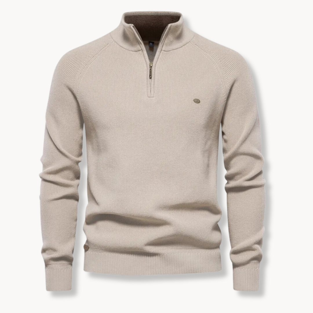 Men’s Sweater – Cotton Blend – Classic Fit – Half-Zip Collar – Ribbed Trim 1