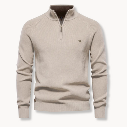 Men’s Sweater – Cotton Blend – Classic Fit – Half-Zip Collar – Ribbed Trim 1