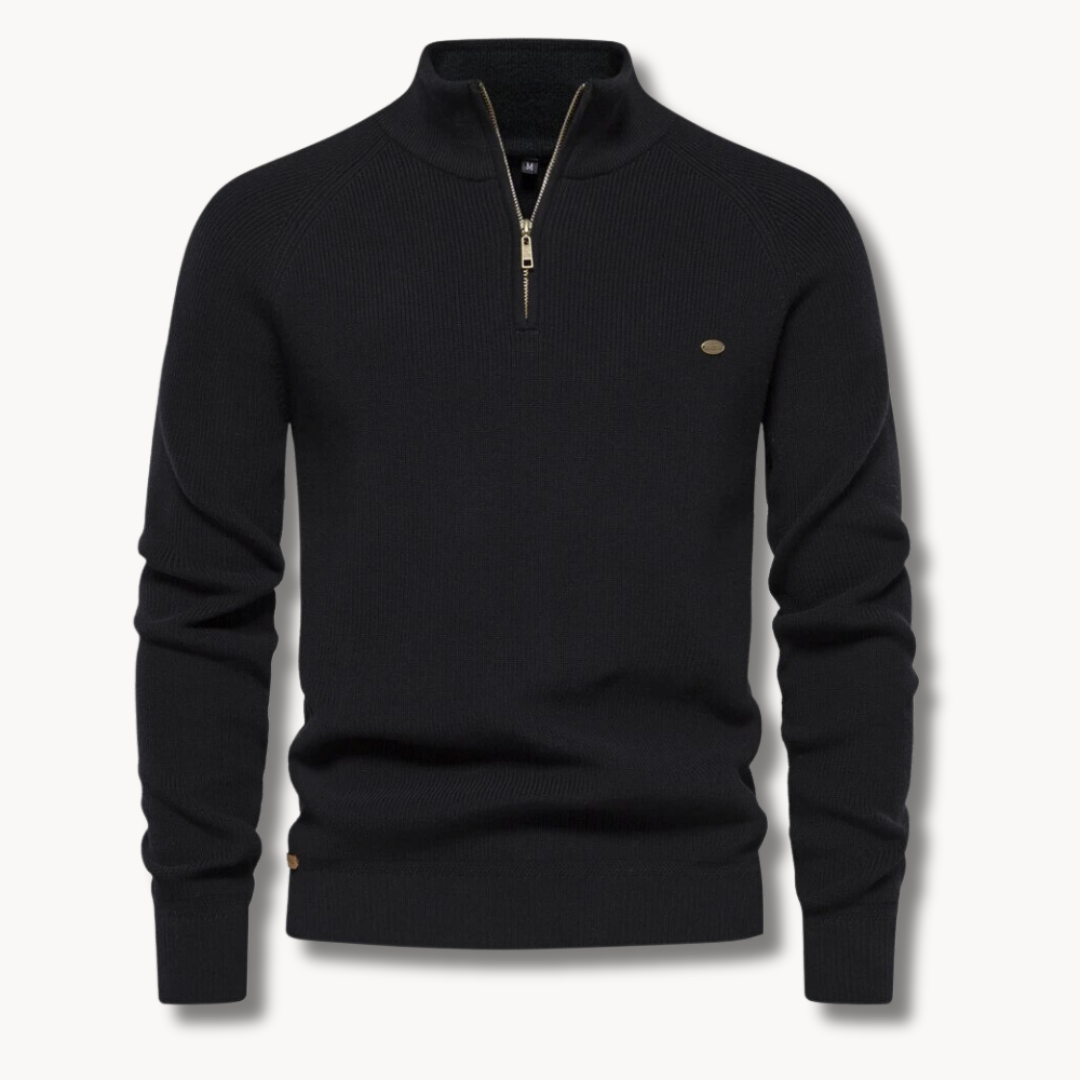 Men’s Sweater – Cotton Blend – Classic Fit – Half-Zip Collar – Ribbed Trim 2