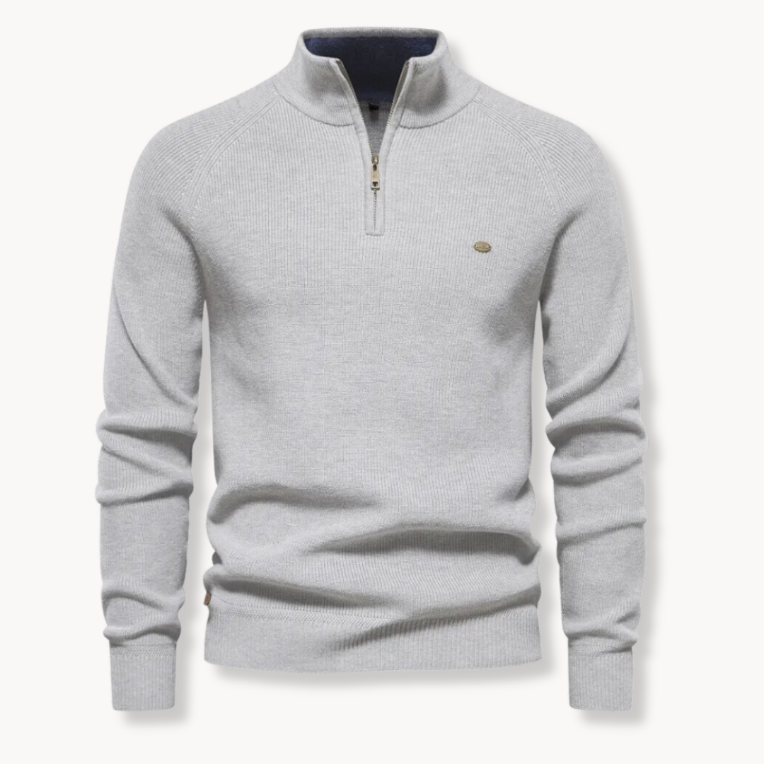 Men’s Sweater – Cotton Blend – Classic Fit – Half-Zip Collar – Ribbed Trim 3