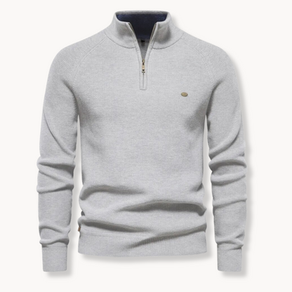 Men’s Sweater – Cotton Blend – Classic Fit – Half-Zip Collar – Ribbed Trim 3