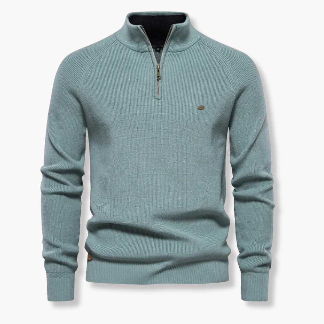 Men’s Sweater – Cotton Blend – Classic Fit – Half-Zip Collar – Ribbed Trim 4