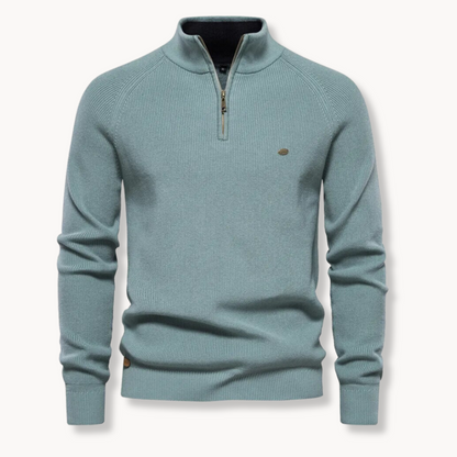 Men’s Sweater – Cotton Blend – Classic Fit – Half-Zip Collar – Ribbed Trim 4