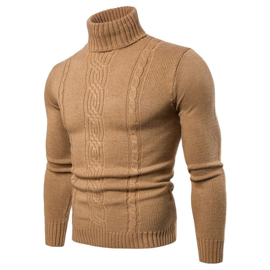 Men's Turtleneck Sweater - Cable Knit - Warm & Textured - Ribbed Cuffs & Hem 0