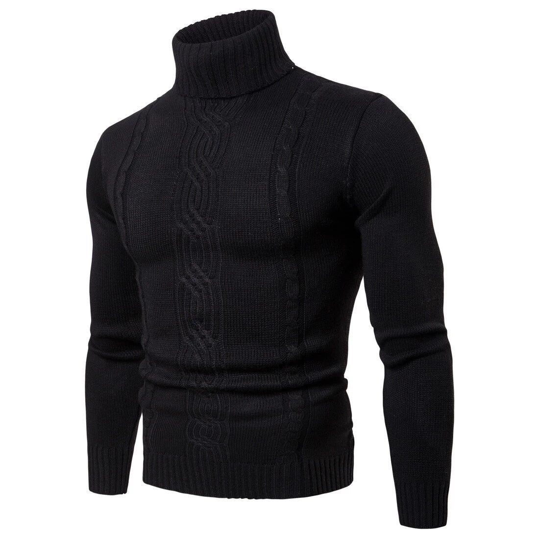 Men's Turtleneck Sweater - Cable Knit - Warm & Textured - Ribbed Cuffs & Hem 1