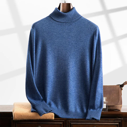Men’s Turtleneck Sweater – Cashmere – Relaxed Fit – Ribbed Knit – Full Length 0