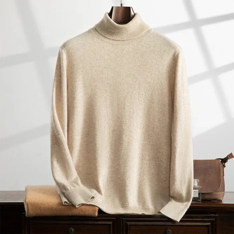Men’s Turtleneck Sweater – Cashmere – Relaxed Fit – Ribbed Knit – Full Length 3