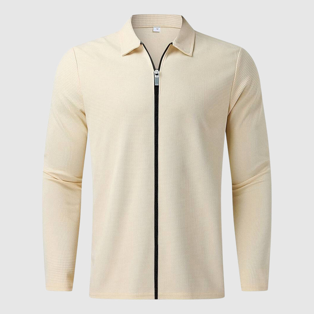 Men’s Zip-Up Sweater – Waffle Knit – Fitted Design – Long Sleeve Casual Wear 5