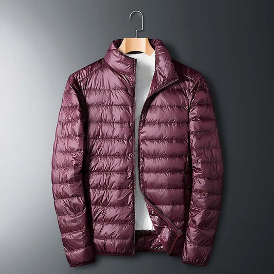 Men's full-zip down jacket with stand-up collar 0