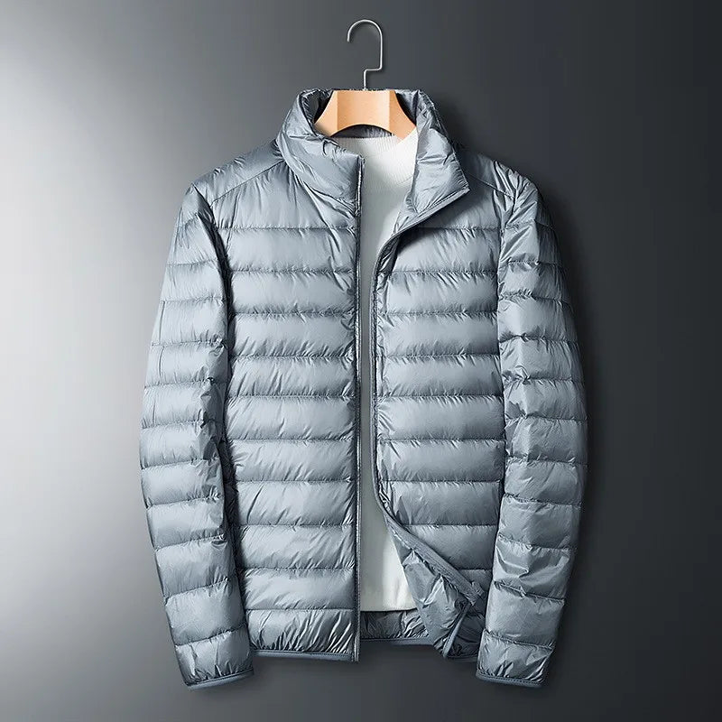 Men's full-zip down jacket with stand-up collar 4