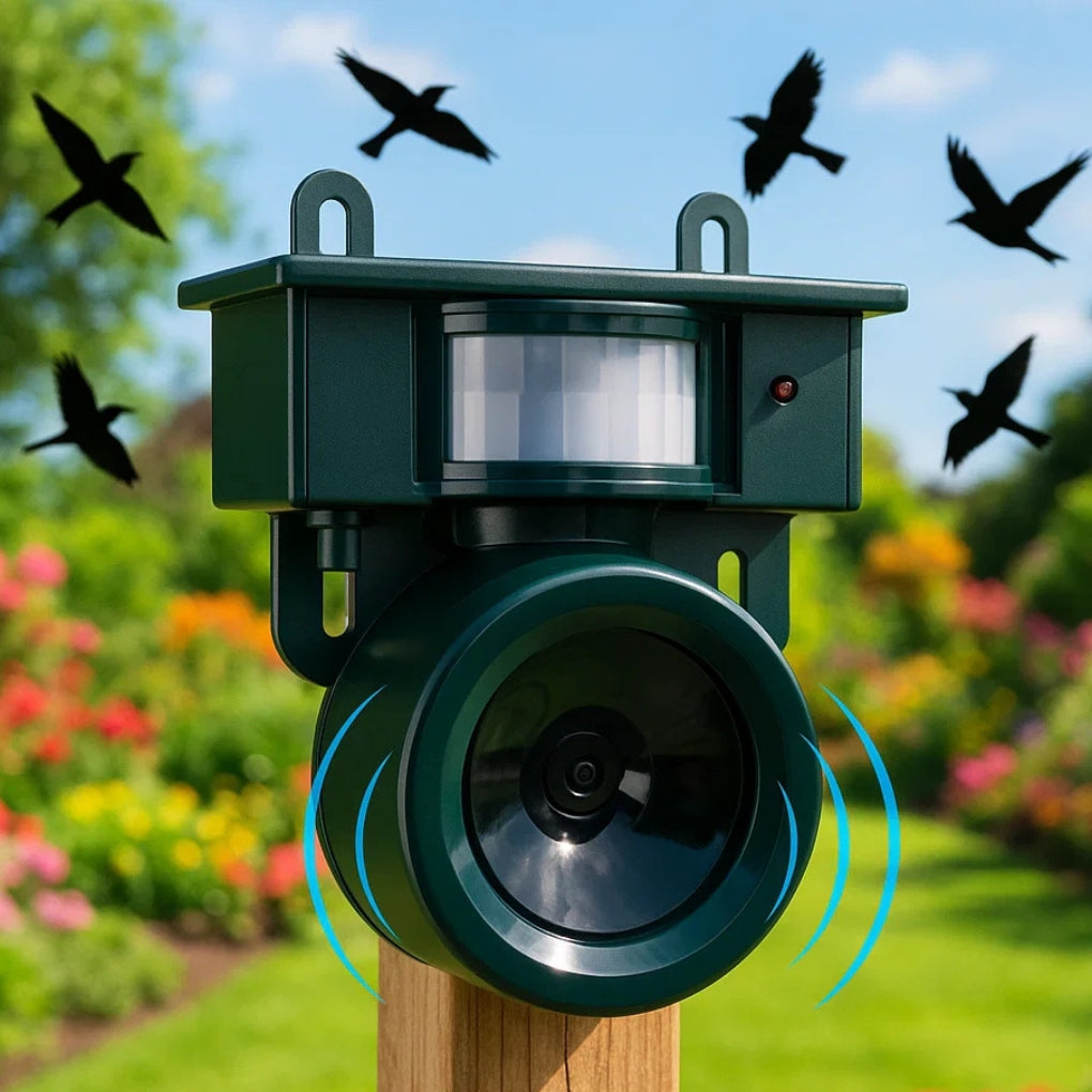 Motion Sensor Bird Deterrent for Crows: Ideal Pigeon Repeller with Sound Scarer 0