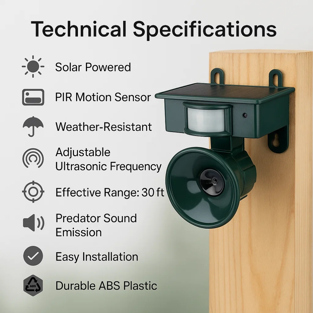 Motion Sensor Bird Deterrent for Crows: Ideal Pigeon Repeller with Sound Scarer 3