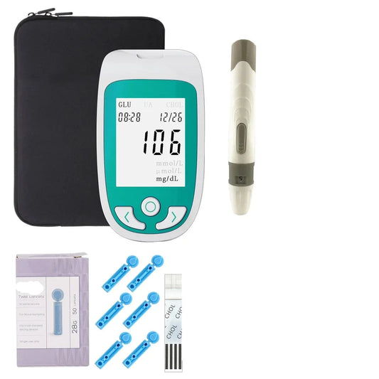 Multifunctional Analyzer Home Cholesterol Test Kit with Lancets Uric Acid Meter Glucose Meter 0