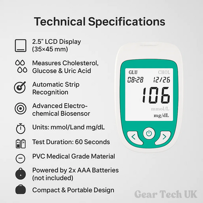 Multifunctional Analyzer Home Cholesterol Test Kit with Lancets Uric Acid Meter Glucose Meter 5