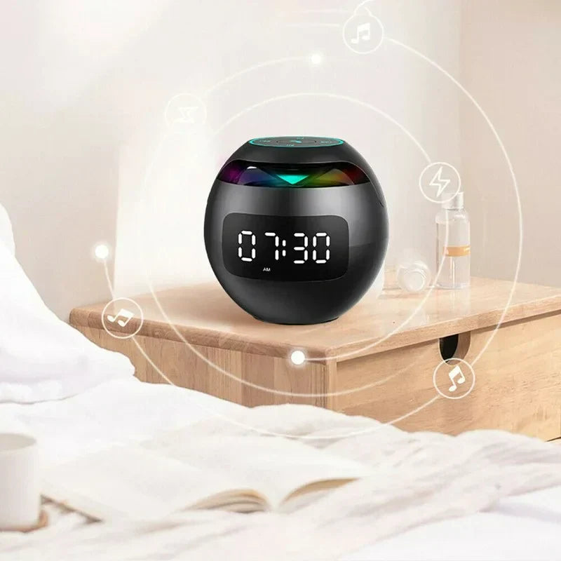 Multifunctional Bluetooth alarm speaker with LED display and colorful night light -2200 mAh battery 4