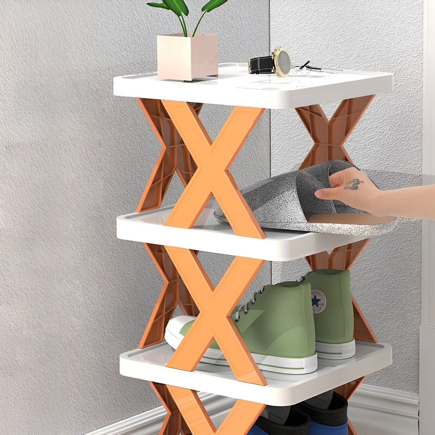 Multifunctional and foldable shoe shelf - spacesaver 8