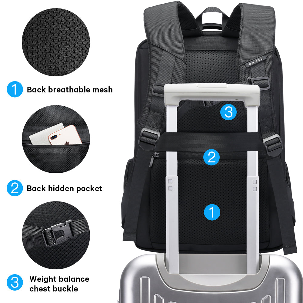 NEW BANGE 1.56-inch Laptop Backpack for Men, Business Travel Backpacks with USB Charging Port, Weekender Carry-on Backpack 1