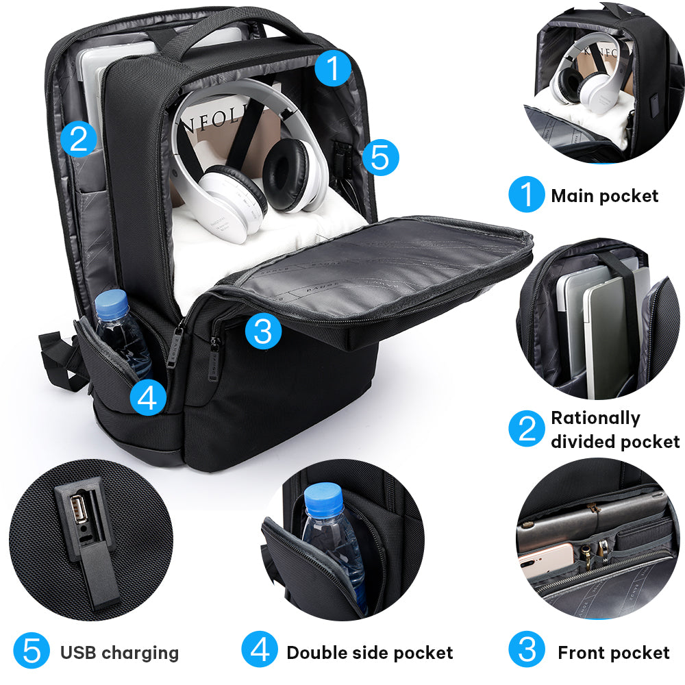 NEW BANGE 1.56-inch Laptop Backpack for Men, Business Travel Backpacks with USB Charging Port, Weekender Carry-on Backpack 2