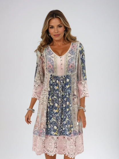  Ava | Boho Floral Dress – Lace Accents for Effortless Charm-4