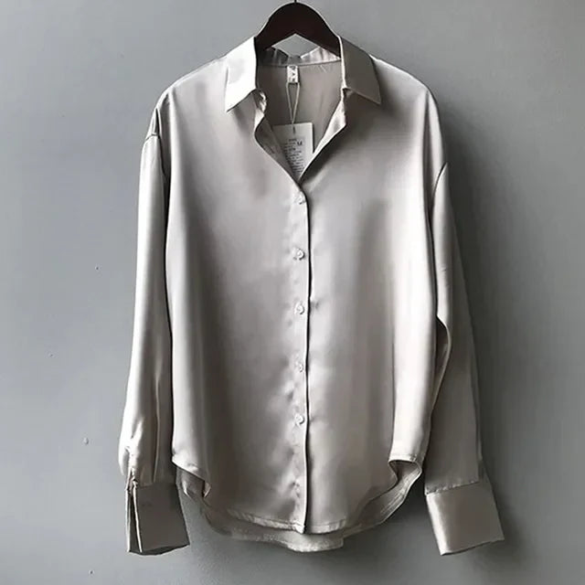  AMILY | Casual Loose Satin Blouse-3